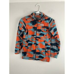 Columbia‎ Kids Fleece Jacket Zip Up Camo Orange Blue Gray Outdoor Medium 10/12